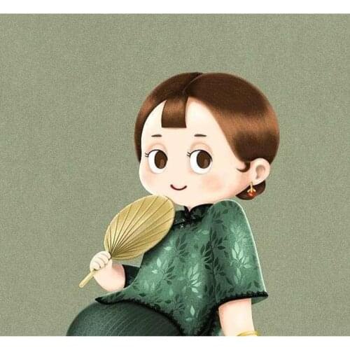 DIY Woman with Fan Diamond Painting Cross Stitch Drill Embroidery Manual For Home Decor JX191