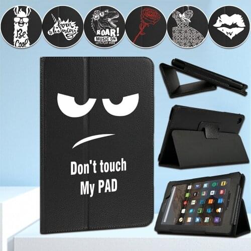 For Amazon Fire HD 8 (6th/7th/8th) /HD10 (5/7/9th Gen) /Fire 7(5th/7th/9th) Tablet Folding Stand Cover Case White Picture Series