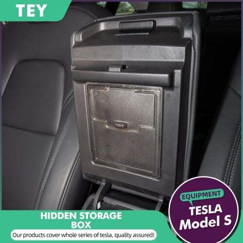 For Tesla model 3 2017- 2020 cars Armrest box cover storage box Hidden transparent storage box for tesla model three accessories