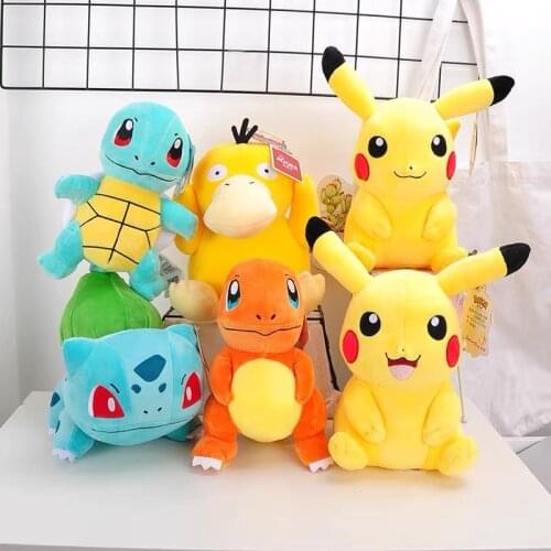 High Quality Pokemon Series Plush Toy Kawaii Decora Ornaments Pikachu Eevee Charmander Squirtle Bulbasaur Stuffed Gift For Kids