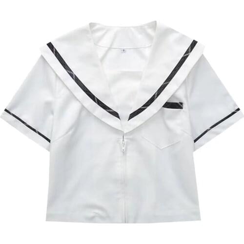 Japanese White Cotton JK short sleeve sailor uniform student school uniform female summer college wind Cosplay Sailor Suit tops