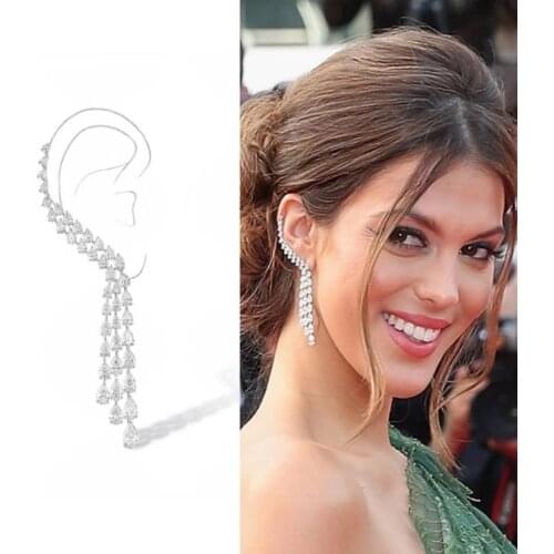 ZAKOL Fashion Leaf Shape Cubic Zirconia Crystal Long Dangle Earrings for Women Luxury Wedding Party Dinner Dress Jewelry