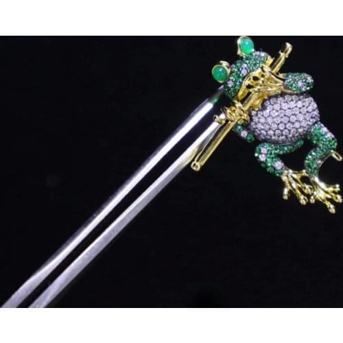 Animal unisex frog brooch jewelry 925 sterling silver with cubic zircon cute fine women & men jewelry free shipping