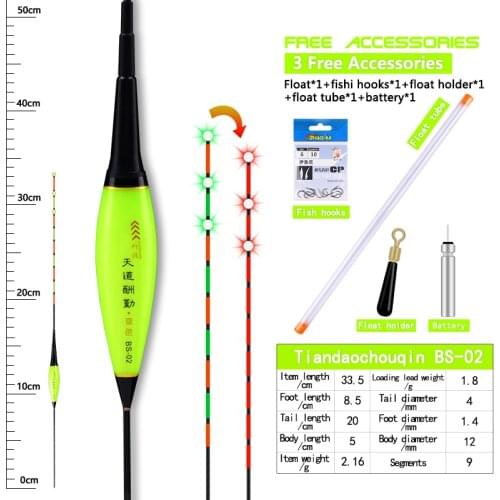 Electric Fishing Float Luminous Intelligent Tail Color Changeable Floats Vertical Buoy Composite Nano Fresh Water Fishing Tackle