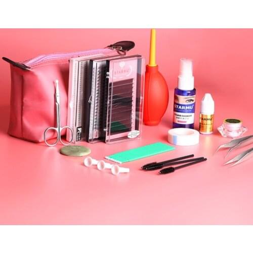17/22Pcs Mannequin Makeup Training False Eyelashes Extension Practice Kits Tool for Beginner Professional