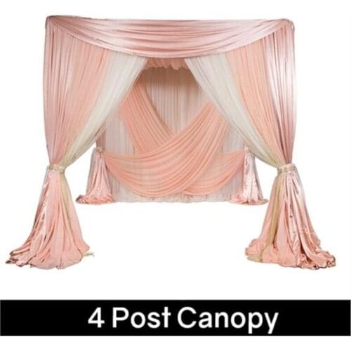 3M*3M*3M white with champagne square canopy drape/chuppah/arbor drape with swag for wedding decoration,Including Drape and Stand