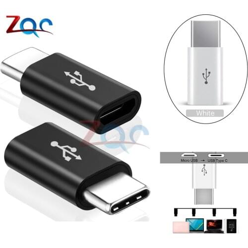 3pcs Micro USB 2.0 to USB 3.1 Type-C Male Connector 5Pin Female Data Adapter Converter USB Type C Adapter Black White