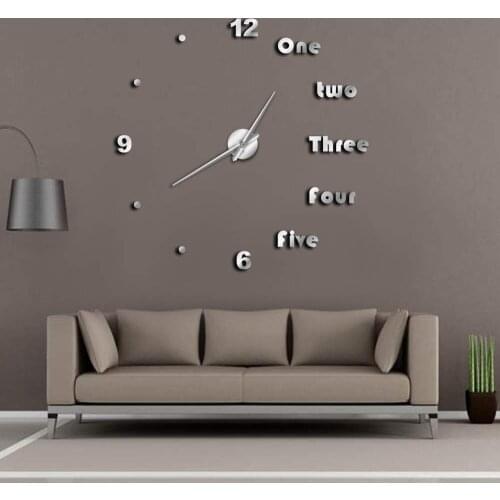 3D acrylic mirror creative wall clock DIY oversized minimalist wall clock living room decoration