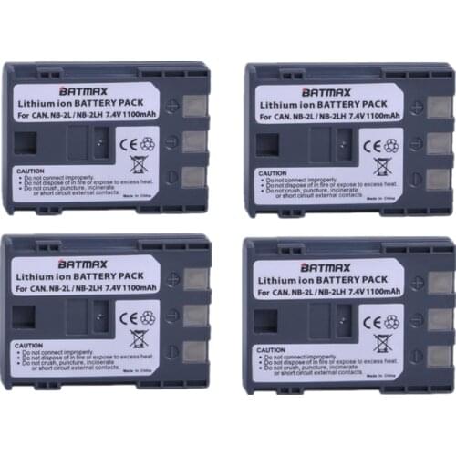 Batmax 4pcs NB-2L NB 2L NB2L NB-2LH Camera Battery for Canon Rebel XT XTi 350D 400D G9 G7 S80 S70S30 L50