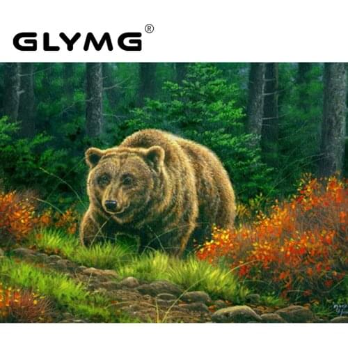 GLymg Diamond Embroidery Bear Forest Animal Diamond Painting Cross Stitch Full Square 5d Diy Rhinestone Craft Home Decor Picture