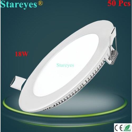 Free shipping 50 Pcs Round LED Panel Lights 18W AC85-265V 225mm 1600 lumen smd 2835 lamp bulb led ceiling Downlight lighting