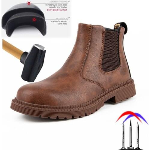 High-top steel toe cap anti-smashing shoes labor insurance shoes anti-piercing work shoes tendon bottom outdoor mens boots