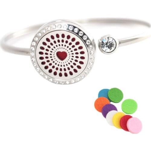 Full Love 25mm Magnet Crystal Stainless steel Aromatherapy locket Bracelet Bangle essential oil diffuser locket bracelet