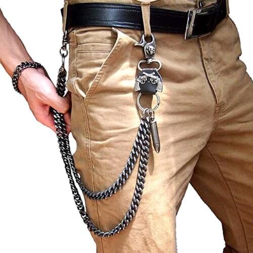 Waist Chain 2 Lines Punk Jean Adjustable Hip-hop Metal Chain Boy Clothing Accessories Mens Skull Ghost Head Metal Chains Casual