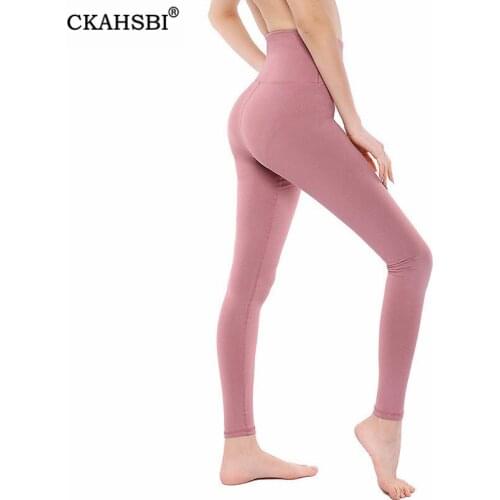 CKAHSBI Sportswear Solid Ladies High Elastic Yoga Pants Women Sport Leggings Fitness Tights Slim Running Quick Drying Training
