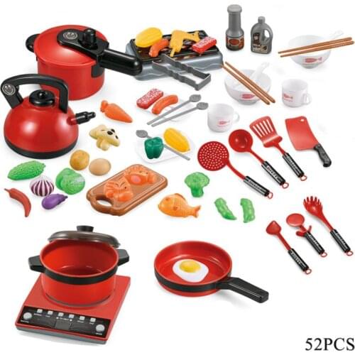 Childrens Kitchen Play House Toys Cooking Sets With Cookware Pots Pans Set Cutting Food Induction Cooker Toys For Kids Gift