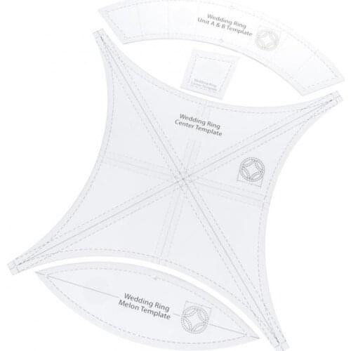 4x Double Wedding Template Acrylic Sewing Patchwork Drawing Quilting Ruler