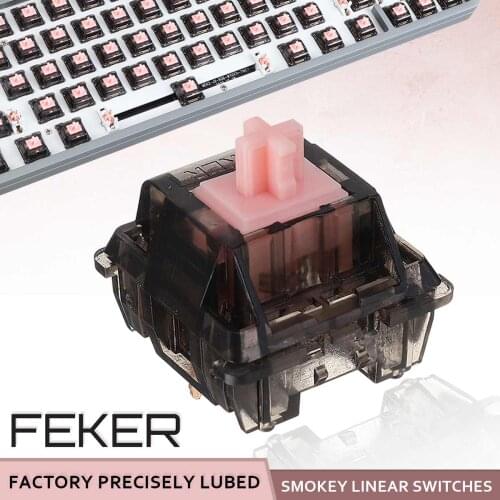 Feker 110 PCS 3 Pin Smokey Linear Switches POM Stem Keyboard Switch for Mechanical Keyboard Customize DIY Gamer NEW Arrival