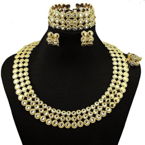 African gold jewelry sets best quality jewelry sets high fashion jewelry sets wedding accessories necklace with stone