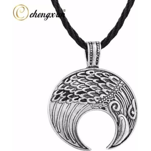 CHENGXUN Hip Hop Eagle Head Pendant Fashion Men Necklace Good Luck Prayer Necklace with Cord Chain Charm Jewelry for Best Friend