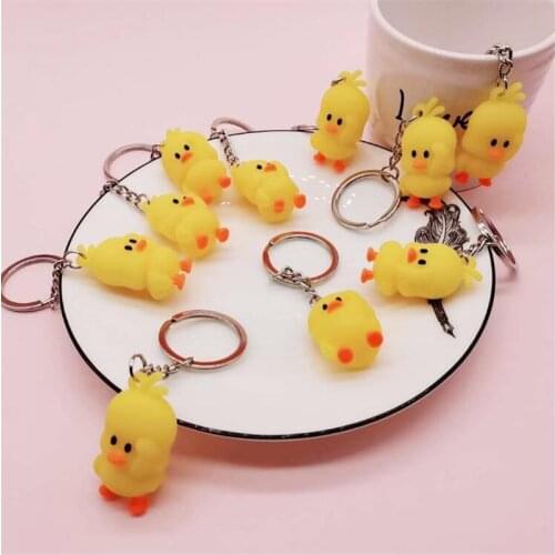 Cute 4.5CM Silicone Dancing Little Yellow Duck KeyChain Bag Pandent Small Gift