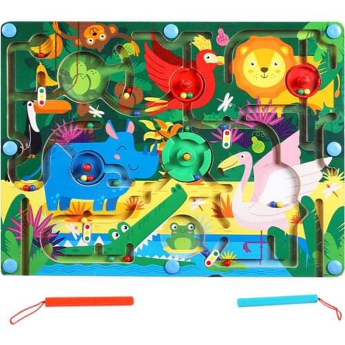 Montessori Toys Mobile Children Magnetic Maze Balance Board Game Maze Puzzle Labyrinth Animal Puzzle Maze Education Toy