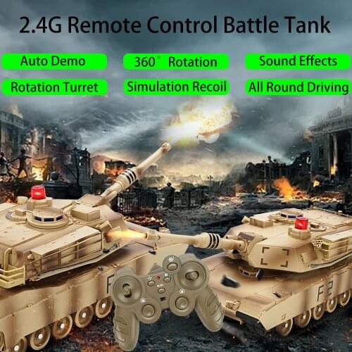 Multiplayer Remote Control Tank Rotation In Place 330° Roatable Turret Simulation Sound And Recoil Smart Programming Demo RC Toy
