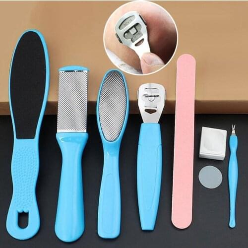 8Pcs/Set Foot File Set Dead Hard Skin Callus Remover Scraper Pedicure Rasp Tools Portable Cuticle Pusher Nail Foot Care Tool