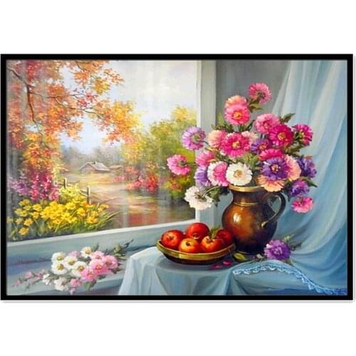 Pintura de diamantes 5D y bordado de flores de paisaje y punto de cruz mosaico para decoración del hogar! Patrón artesanal reg