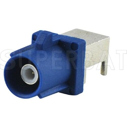 Superbat 5pcs Fakra Plug Bule Plug Right Angle End Launch PCB Mount Angled pin Fakra Radio Car Connector