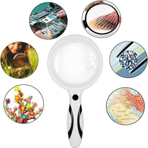 Lighted Magnifying Glass 5X/10X Handheld Reading Magnifying Glasses with 33 LED Illuminated Light for Seniors Reading