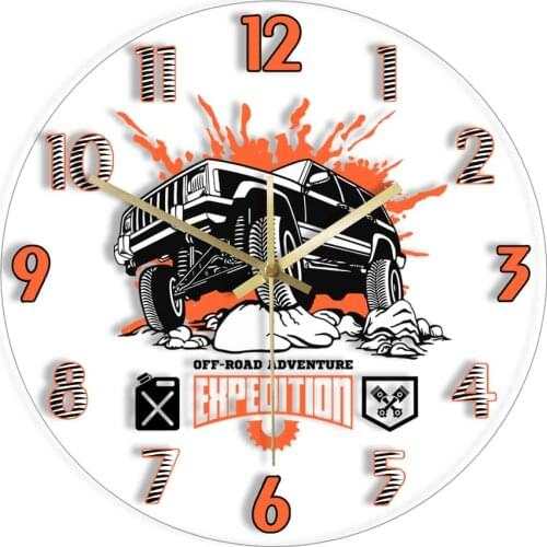 Off Road Adventure Expedition Car Wall Clock For Garage Monster Truck Vehicle Sign Quiet Sweep Quartz Wall Clock Drivers Gift