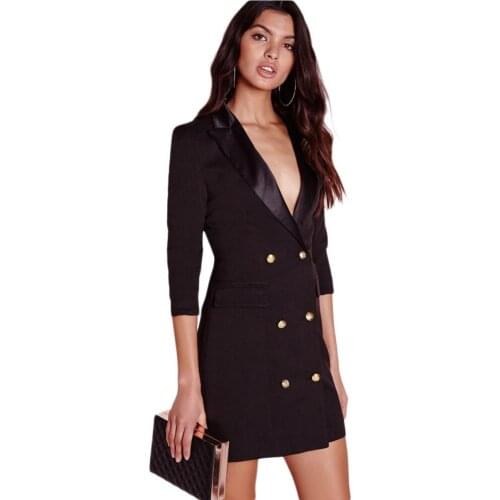 Weyes & Kelf Double Breasted Black Blazer Dress Women 2020 Bodycon Mini Dress Sexy High Waist Suit Slim Office Ladies Dresses