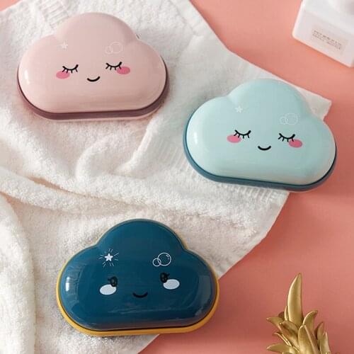 1Pcs Soap Box Cartoon Clouds Shape Bathroom Drain Soap Holder Portable Soap Case