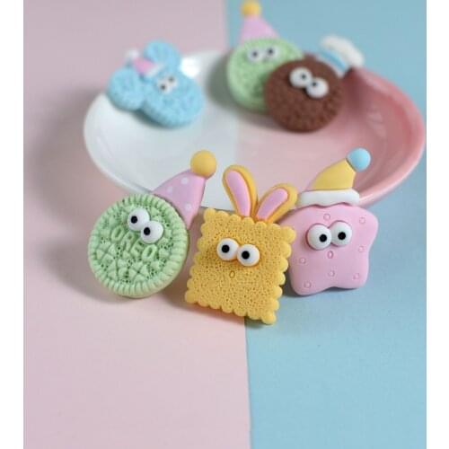 10Pcs Christmas Cute Star Hat Cookies Flatback Resin Cabochon Mini Food Scrapbooking Decoration Crafts DIY Handmade Accessories