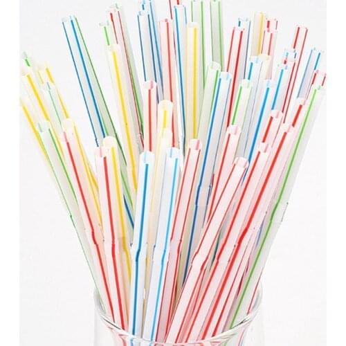 100 Pcs Disposable Plastic Drinking Straws Multicolor Striped Elbow Beverage Plastic Straws Birthday Celebration Party Supplies