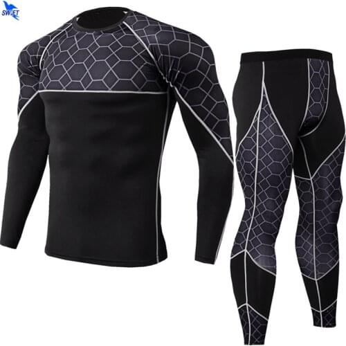 2020 Sports Suit Men Long Sleeve Running Sets Quick Dry Basketball Gym Jogging Suit Compression Yoga Sport Fitness Set Clothing