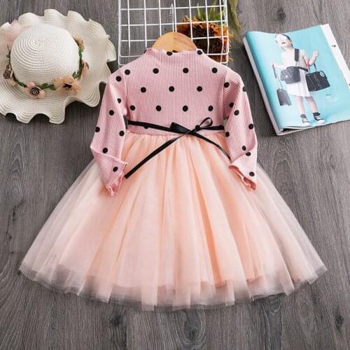 2021 Polka Dot Girls Dress Vintage Long Sleeves Princess Dress For Winter Wear Tutu Party New Year Vestidos For 1-5 Years Girls