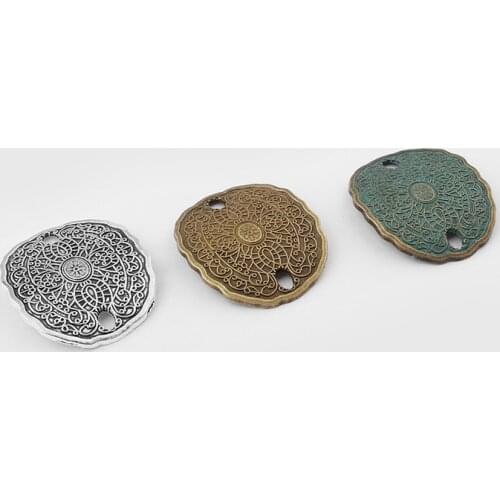 5pcs Ethnic Flower Pattern Pendant Connector For Diy Bracelet Bangle Jewelry Making Findings