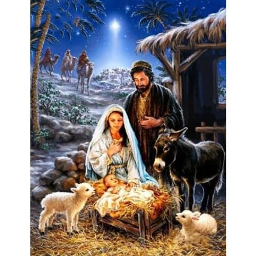 5D diy diamond embroidery Religious Jesus born home decor full mosaic square/round handmade diamond painting cross stitch WG338