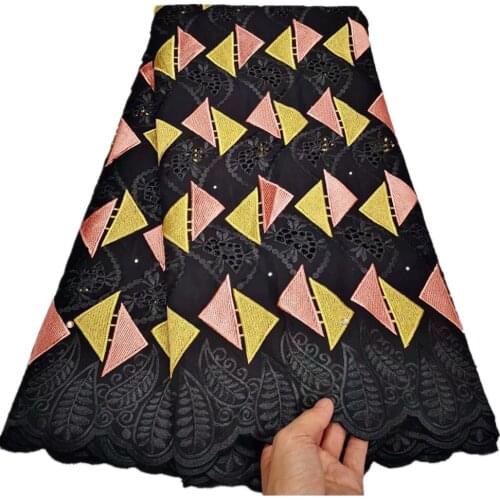African Lace 5 Yards Embroidered Lace Fabric Lace High Quality 2021 African Cotton Lace Fabric For Woman Dress CY-155