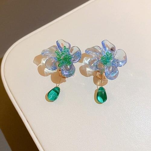 Acrylic Flower No Pierced Ear Clip Ear Bone Clip Japan and South Korea Simple Temperament Retro Earrings Small Fresh Ear Jewelry