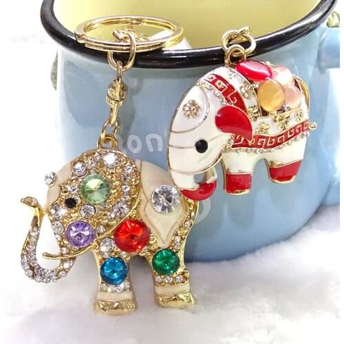 2019 new elephant shape keychain alloy three-dimensional paint craft jewelry backpack pendant car key accessories gift key ring