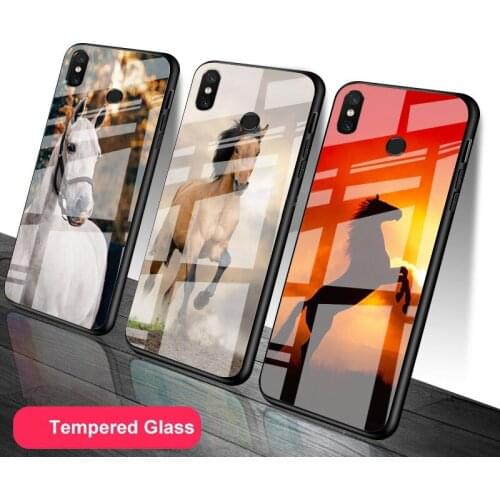 Horse Animal Tempered Glass Phone Case For Redmi Note 5 6 7 8 9 Pro Note8T Note9S Redmi8 9 Cover Shell