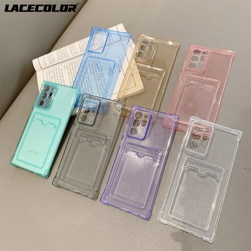 Card Pouch Clear Cover For Samsung Galaxy S21 Ultra S20 FE S10 E Shockproof Bumper Note 10 Plus 20 For A82 A72 A52 A42 A32 A02S
