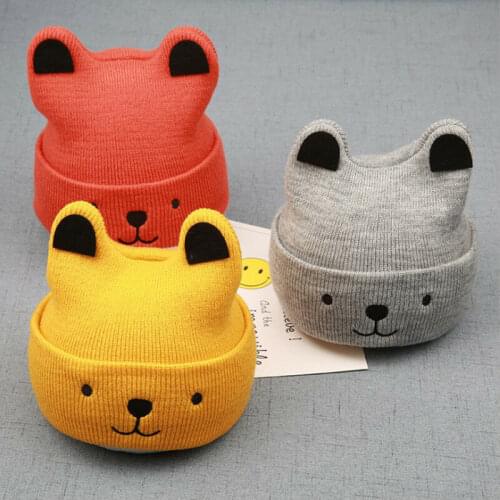 Pudcoco Baby 3D Cartoon Hat Spring Autumn Baby Hat for Boys Girls Knitted Cap Winter Warm Solid Color Children Hat