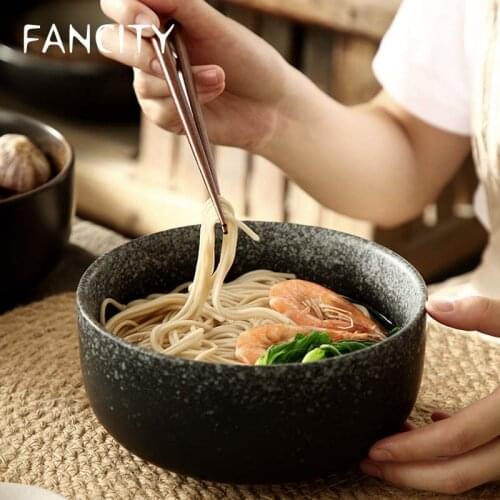 FANCITY Creative student instant noodle wrist Japanese style large ramen bowl ceramic bowl millet porridge bowl noodle bowl beef