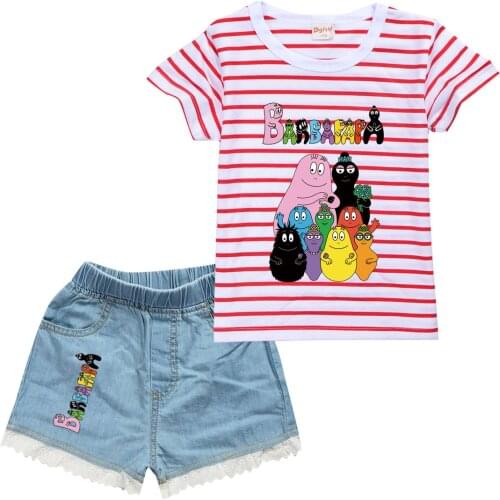 Barbapapa t shirt kids clothes sets t-shirts Sets boys girls t shirts+Shorts Costume 2021 kid Cartoon casual fashion shirts
