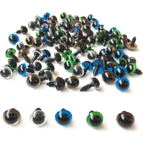 100pcs/50pairs 5 Colors Safety Eyes 10-12mm Blown Blue Silver Gold Green Plastic Eyes For Teddy Bear Doll Animal Puppet Craft