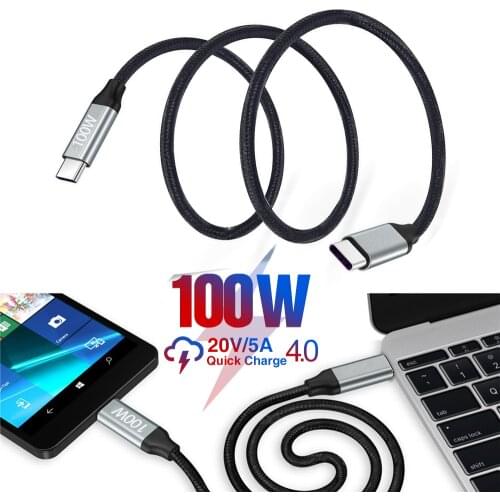 PD 100W USB C to USB Type C Cable For Xiaomi Redmi Note 8 Pro Quick Charge 4.0 Fast Charging For MacBook Pro Data Cable Cord